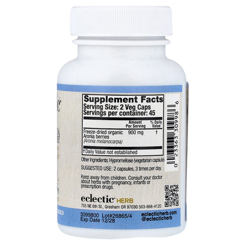 Eclectic Herb, сублимированные ягоды черноплодной рябины, 90 вегетарианских капсул (450 мг в 1 капсуле)
