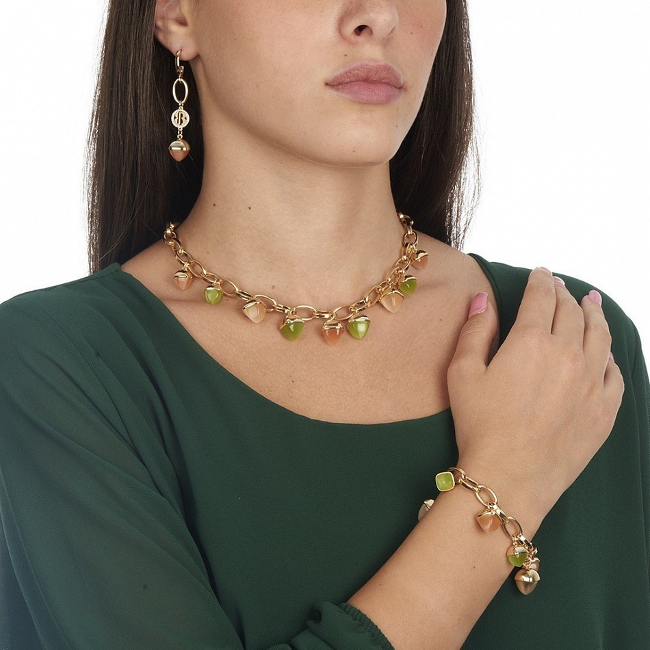 Колье Boccadamo Caleida Brown-Green XGR566DO BR/G/G с оливином (хризолотом), амазонитом