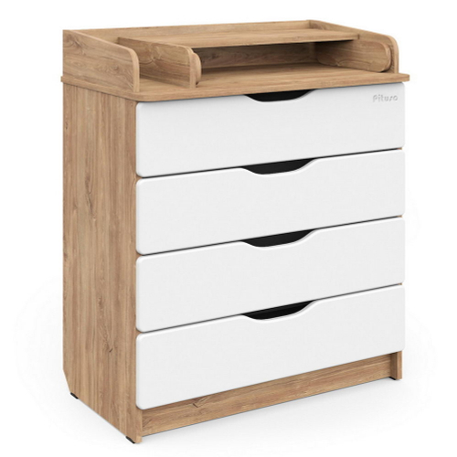 PITUSO Комод раскладной Wood/ 804 ПВХ  с шариковыми направляющими Дуб канзас, 4 ящика