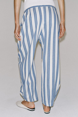 ZARA БРЮКИ В ПОЛОСКУ В ПИЖАМНОМ СТИЛЕ — ZW COLLECTION, СИНИЙ/БЕЛЫЙ