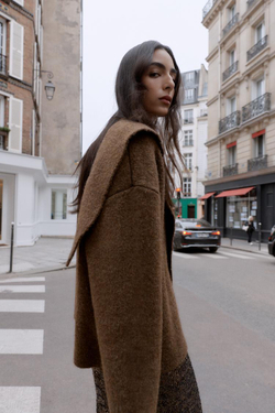 ZARA КАРДИГАН С ШАРФОМ, КОРИЧНЕВЫЙ