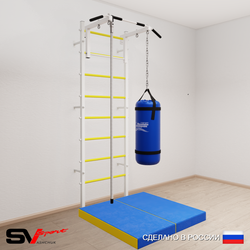 Шведская стенка Sv Sport 5095 (Турник стандарт/Канат/Цепь/Мешок 15кг/Мат 1м)