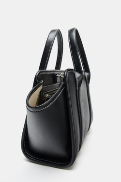 ZARA СУМКА CITY С ПЛЕЧЕВЫМ РЕМНЕМ, ЧЕРНЫЙ