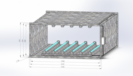 Секция бактерицидной обработки воздуха для прямоугольных каналов 1000х500/190, 12 ламп