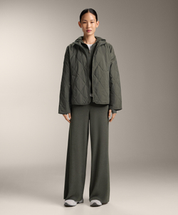 OYSHO Прямые брюки из ребристого трикотажа, зеленый