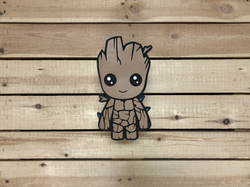 3D картина по номерам Малыш Грут Marvel (Марвел),SamCraft, подарочный набор для творчества, многослойное панно из дерева для раскрашивания и сборки