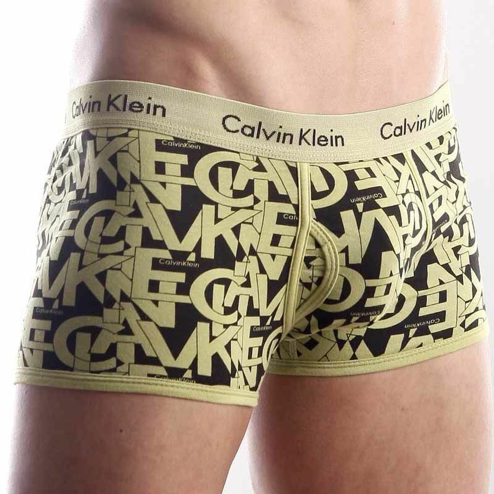 Мужские трусы хипсы желтые Calvin Klein 365 print  Mustard Letters