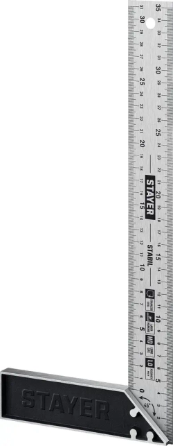 Профессиональный угольник с нержавеющим полотном, 350 мм // STAYER STABIL Professional