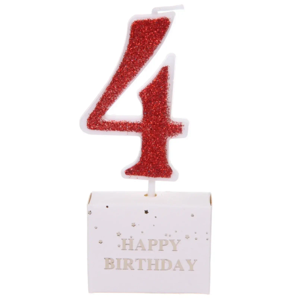 Свеча для торта Цифра Иллюзия «4» 9.5 см, красный