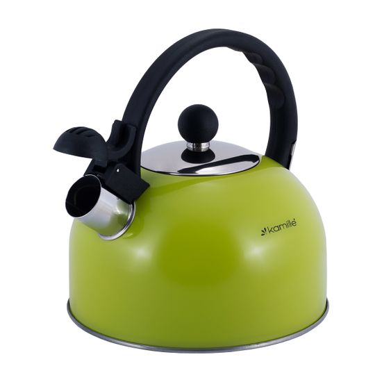 Чайник 2,5 л из нержавеющей стали со свистком Kamille KM-0679 и черной бакелитовой ручкой