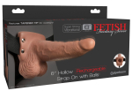 Кофейный перезаряжаемый вибрострапон 6  Hollow Rechargeable Strap-On Remote - 17,5 см.