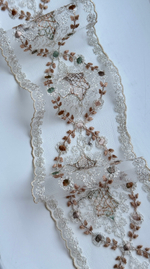 Кружево тонкое на сетке цветное ш-8см Франция. (хлопок/шелк). 1 м