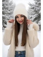 шапка ангора зимняя пушистая вязаная модная