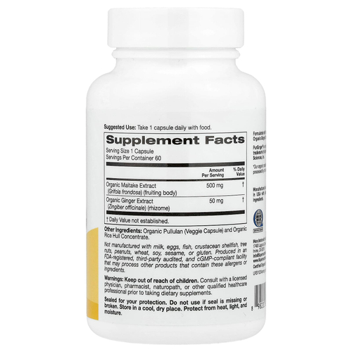 Super Nutrition, органический гриб-баран с имбирём, 60 вегетарианских капсул