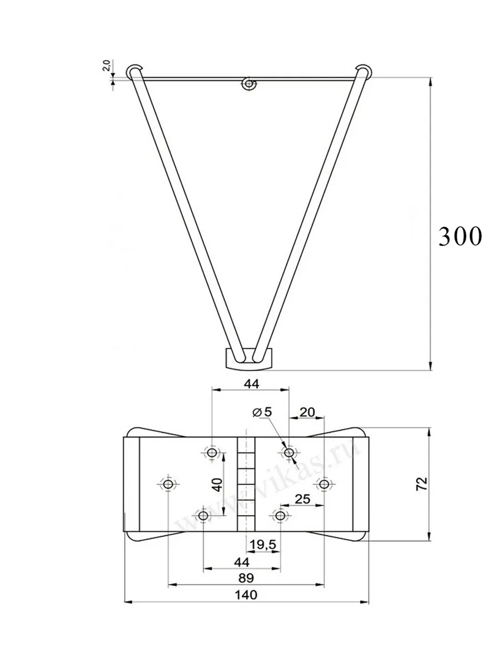 Опора-ножка для трансформации дивана Вяз 300, 1 шт