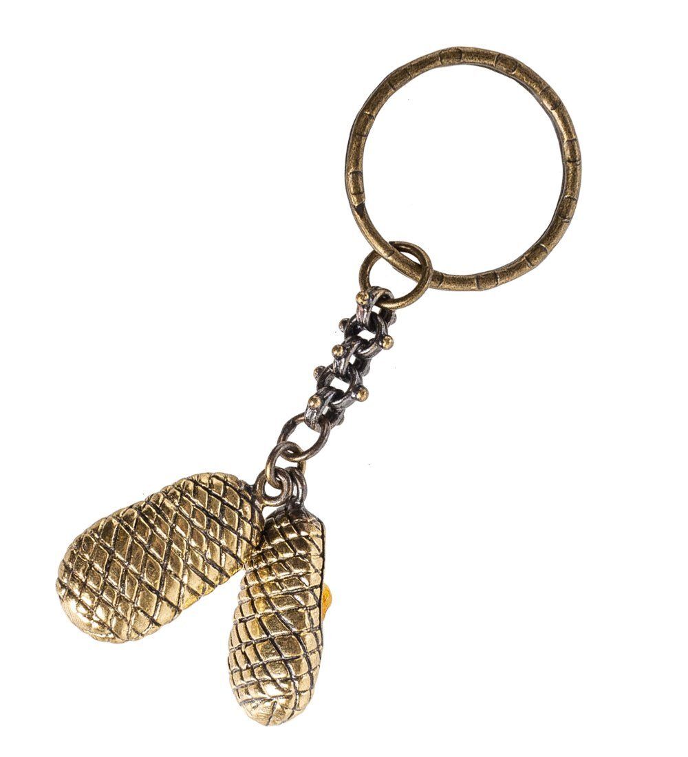 AM- 839 Брелок «Лапти» (латунь, янтарь)