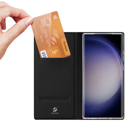 Чехол книжка из PU кожи черного цвета от Dux Ducis для Samsung Galaxy S23 Ultra, серия Skin Pro Series Case