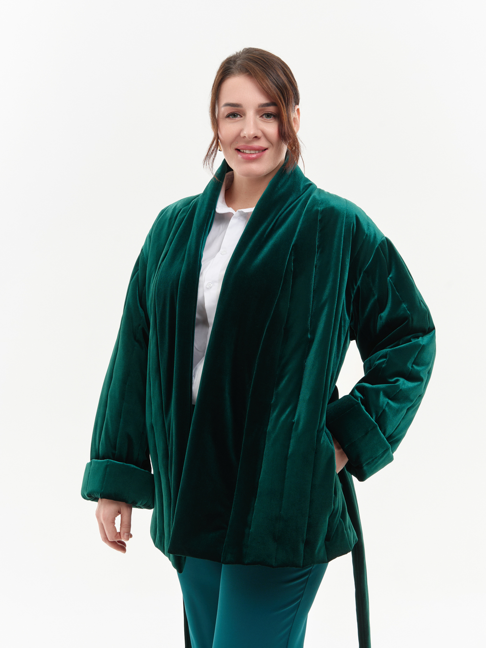 Утепленное кимоно (изумрудный)