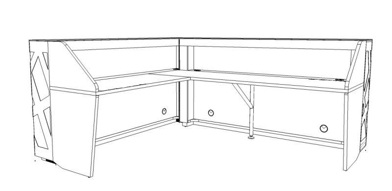 Стойка ресепшн угловая с боковыми панелями и LED подсветкой