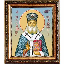 Макарий Невский святитель, митрополит Московский и Коломенский. Икона на холсте.