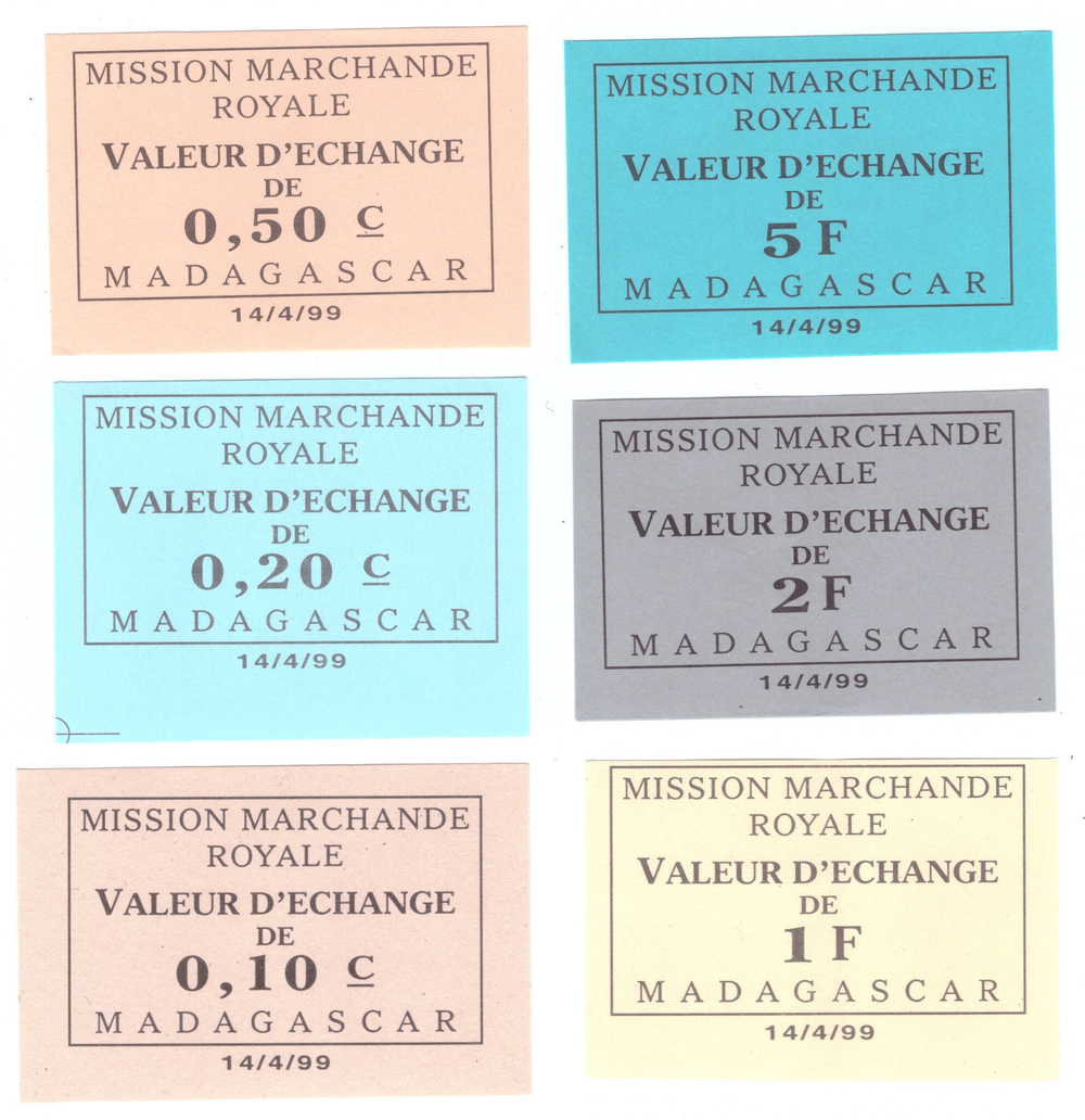10-20-50 Центов 1-2-5 Франков 1999 Мадагаскар Миссия Маршанда XF-UNC