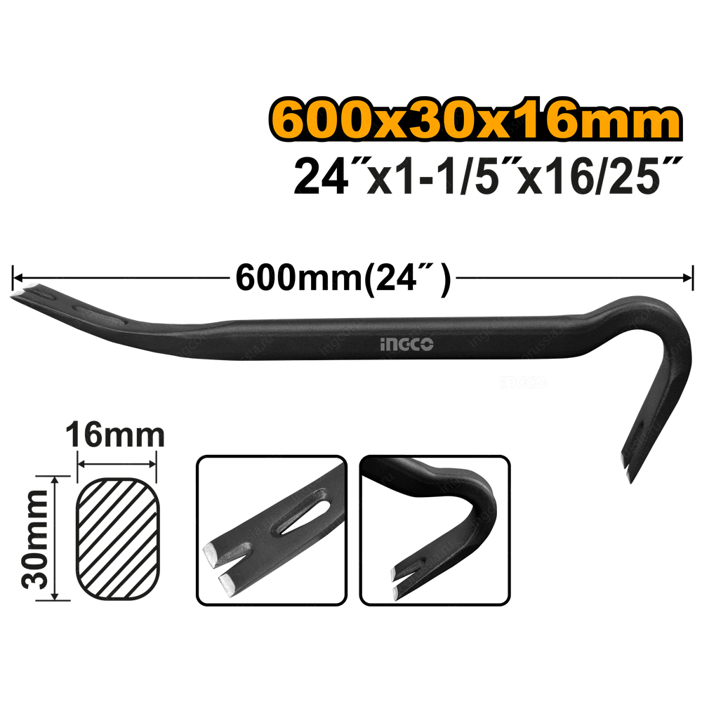 Лом-гвоздодер 600 мм INGCO HWBA01242 INDUSTRIAL