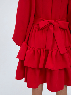 Платье праздничное ярусное с воланами для девочки красное