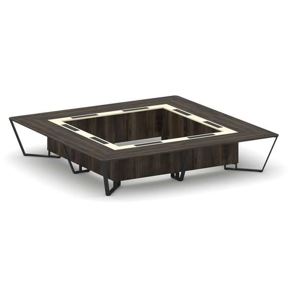 Steel Meet Стол переговорный квадратный KMK-PR.B.SP-20K2 Дуб Мали/Ваниль Глянец/Металл Черный 4000*4