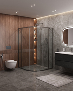 Душевой уголок Cezares MOLVENO-R-11-90+20-C-GM-IV, 110х110х195, профиль оружейная сталь, прозрачное стекло