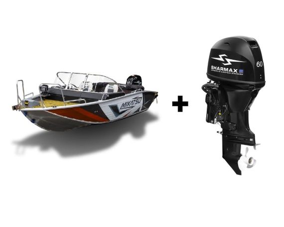 Комплект Алюминиевая лодка (катер) Mikatsu (Микатсу) 470 (Z43) Sport + мотор Sharmax SMF60FEL-T EFI