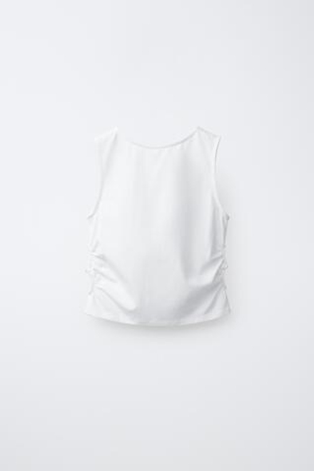 ZARA МАЙКА С ВЫРЕЗАМИ И ВЫШИВКОЙ, ЭКРЮ