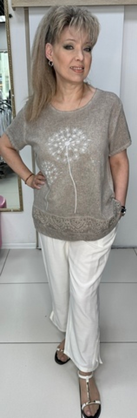 Комбинированная футболка с изображением одуванчиков