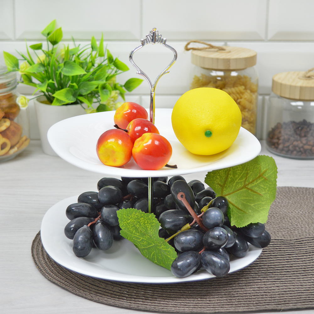 Фруктовница 2-х ярусная "Square soft" 24/28см, без деколи, стеклокерамика (99270)