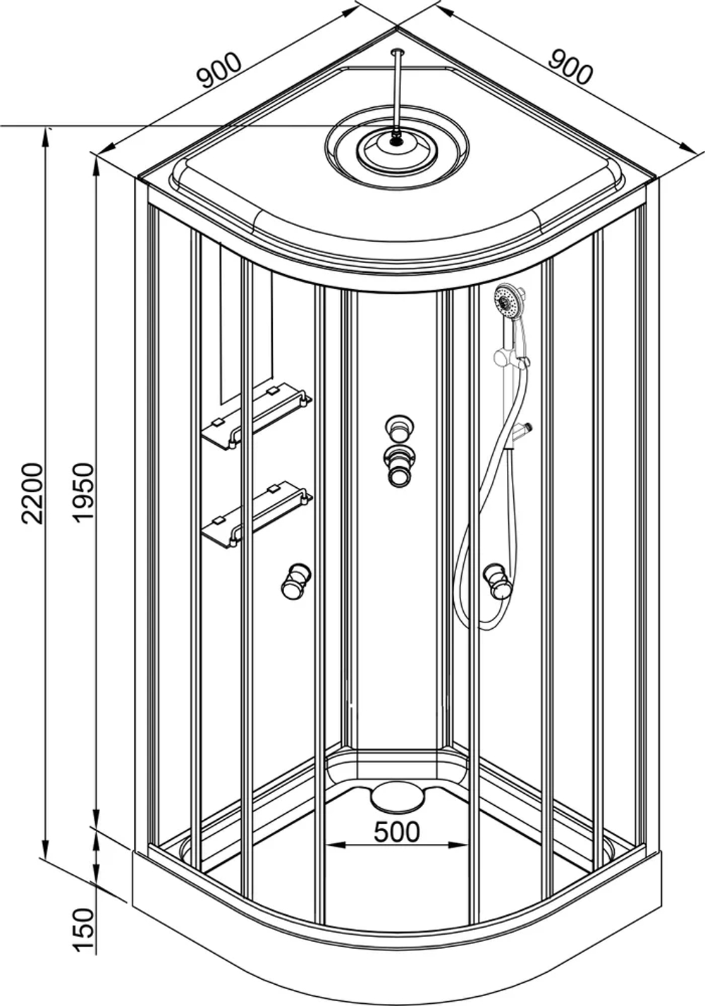 Душевая кабина AvaCan BM1590 с гидромассажем и электрикой