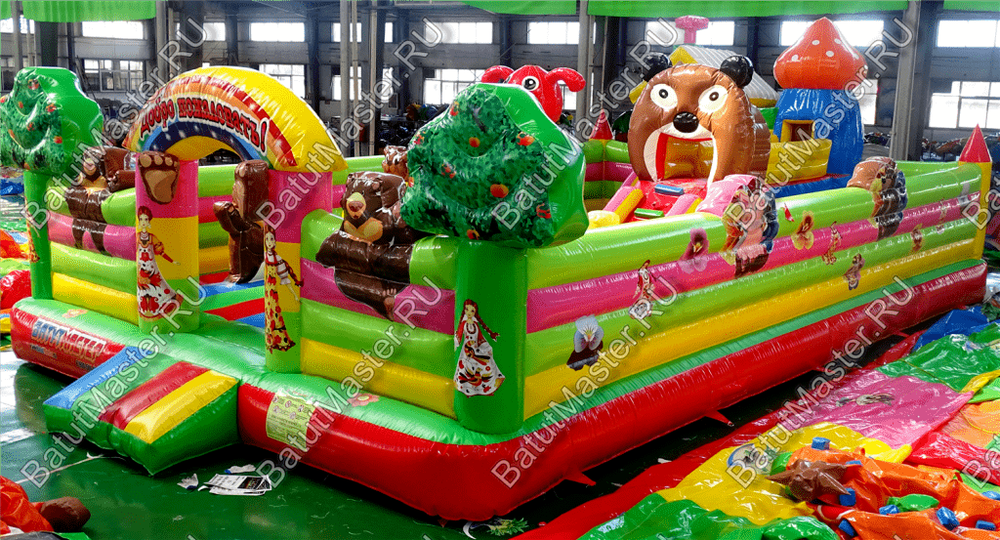 Детский надувной батут-горка "Маша и медведи" 12*9*5 м