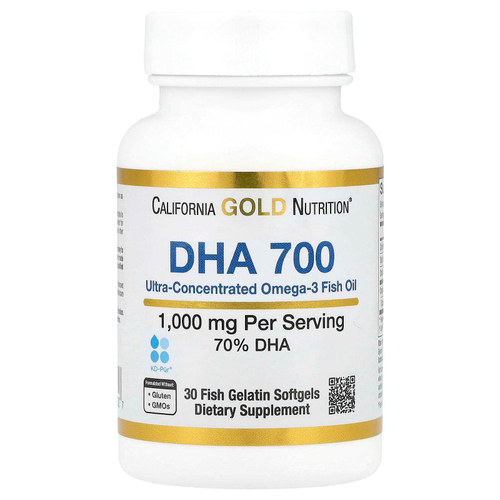 California Gold Nutrition, DHA 700, рыбий жир, ультраконцентрированный, 1000 мг, 30 капсул из рыбьего желатина