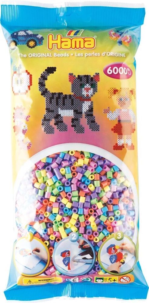 Hama Бусинки для термомозаики MIDI пастель, 6000 шт. (205-50)