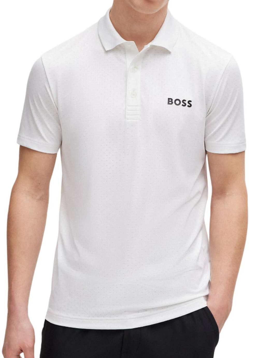 Мужское теннисное поло BOSS Paddytech Degradé-Jacquard Polo Shirt - white