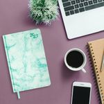 Ежедневник датированный 2023 А5 138x213 мм BRAUBERG "Marble", под кожу, бирюзовый, 114020