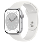 Apple Watch Series 8, 45 мм, из алюминия серебристого цвета, спортивный ремешок