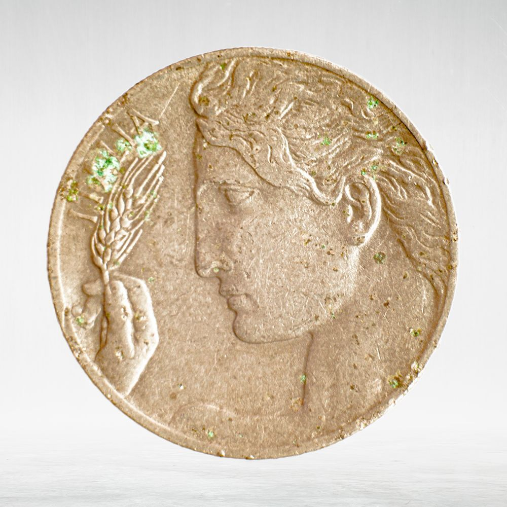 Italy 20 Centesimi 1911 R "Liberty in Flight - Ear of Wheat", VF