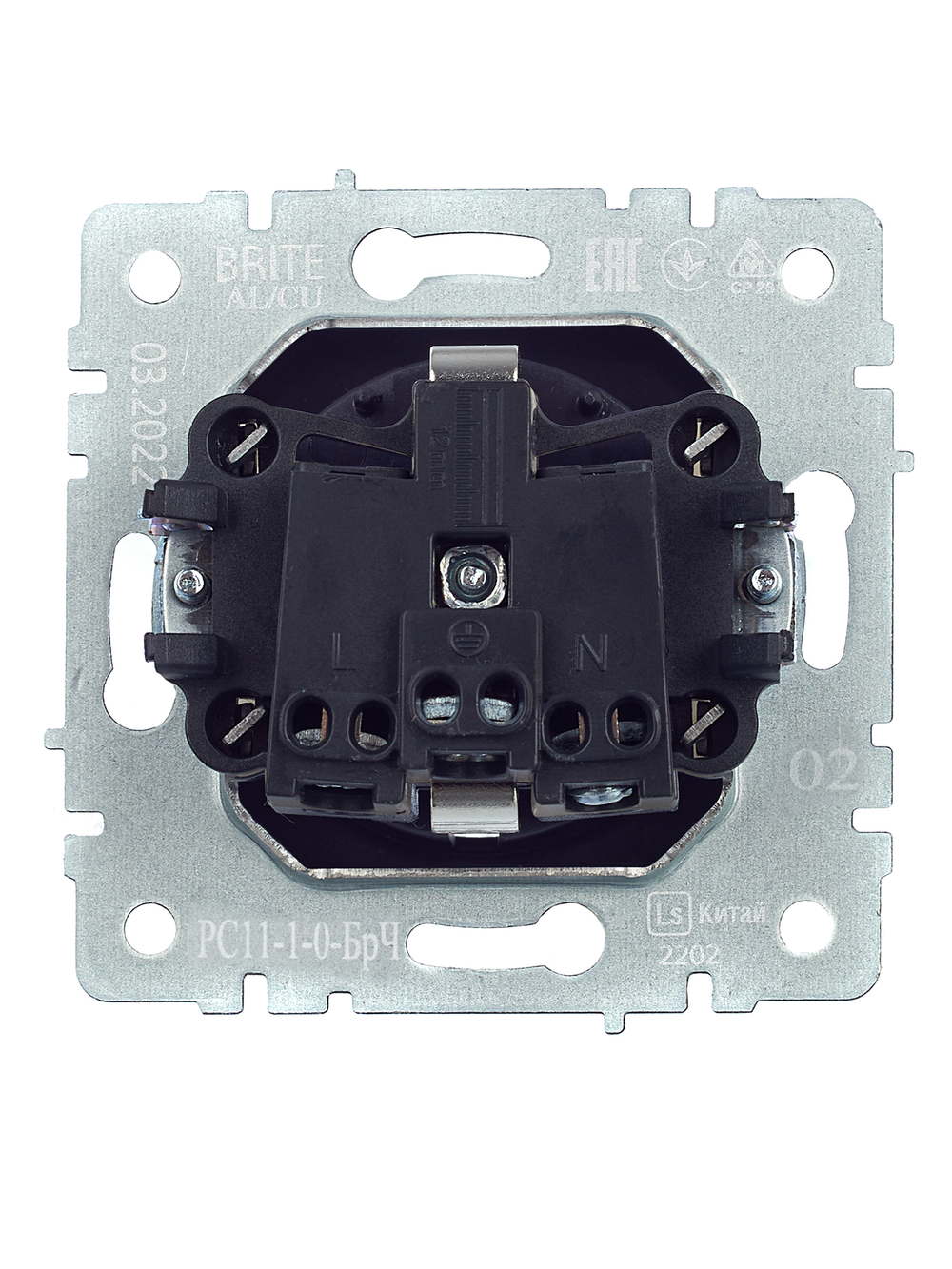 BRITE Розетка 1-местная с заземлением без защитных шторок 16А РС11-1-0-БрЧ черный IEK