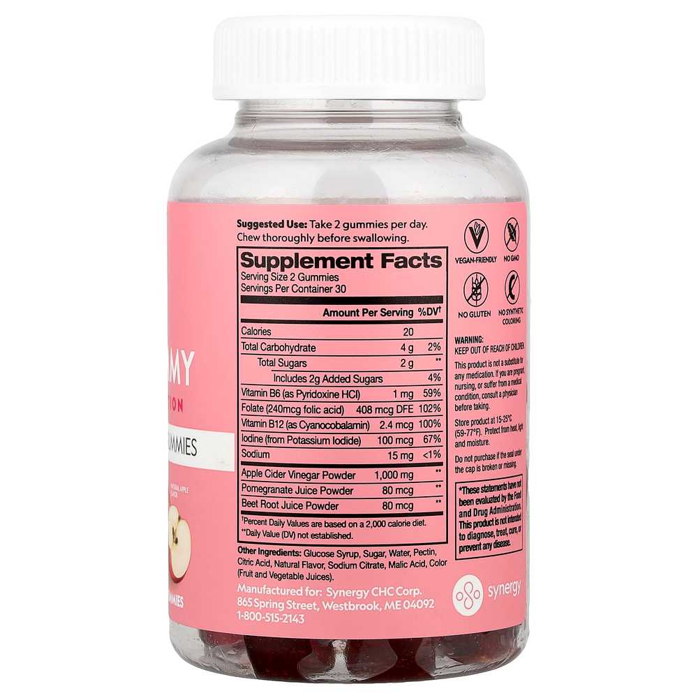 Flat Tummy, яблочный уксус в жевательных таблетках, со вкусом натурального яблока, 60 жевательных таблеток