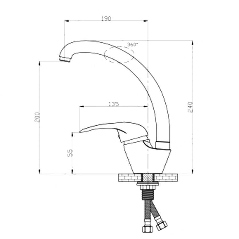 Смеситель для кухни, РМС, с картриджем, корич, SL135BW-011F