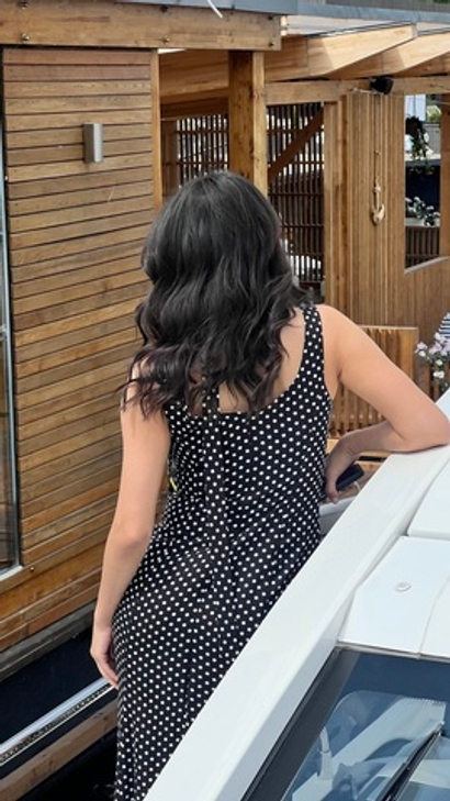 Платье черное в белый горошек