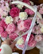 Цветочная корзина в розовых оттенках размер XL