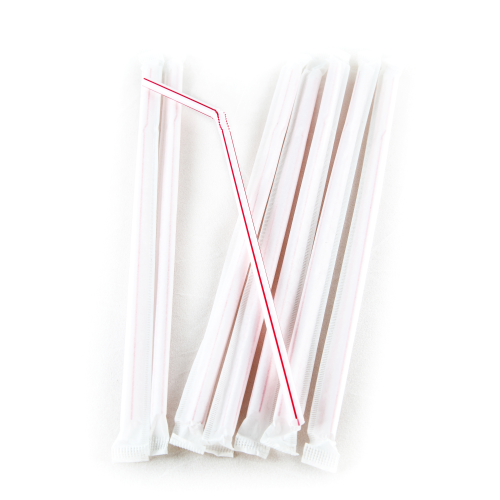 Трубочка для коктейля в инд. уп. 5*240 цветная с изгибом