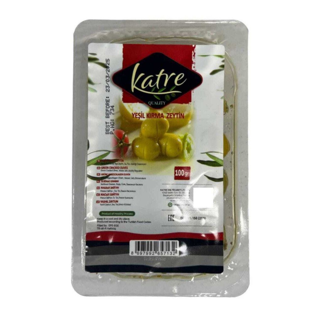 Оливки Katre колотые пряные в масле 100 г, 2 шт