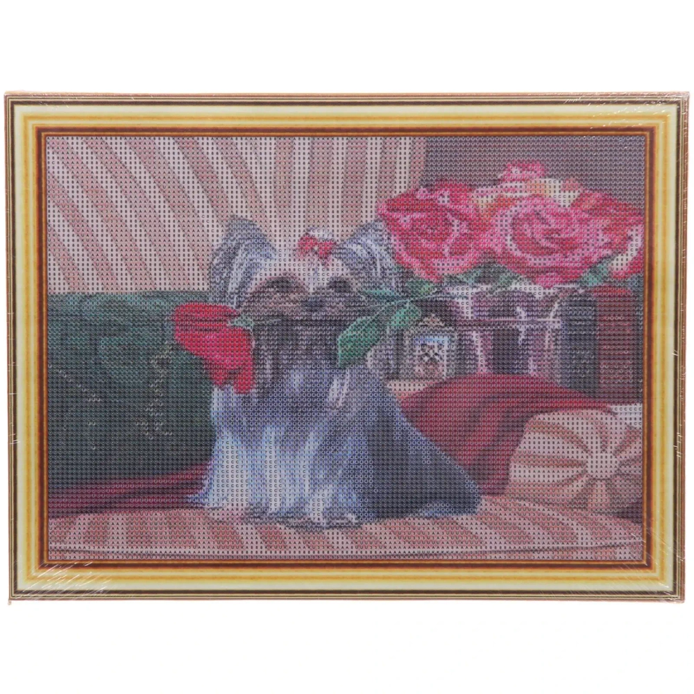 Алмазная мозаика на подрамнике с полным заполнением «МИР ЯРКИХ КРАСОК», йорк терьер, 30*40см