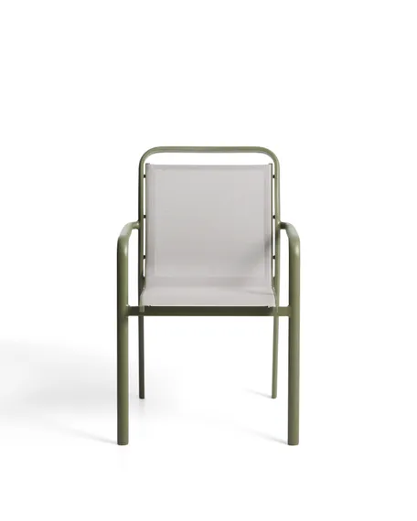 Уличный стул Luri из алюминия зеленого цвета и бежевого текстиля